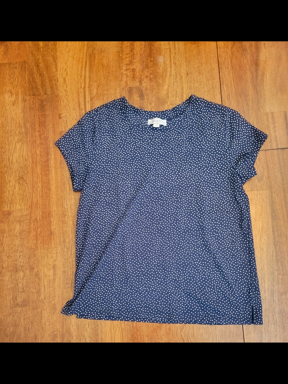 Women's Loft Navy Polka Dot Short Sleeve Top